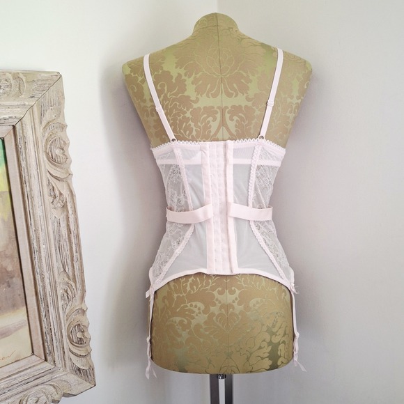 Adore Me NWT Pink Floral Lace Corset Babydoll Garter 34C Feminine Fairycore - Picture 7 of 9